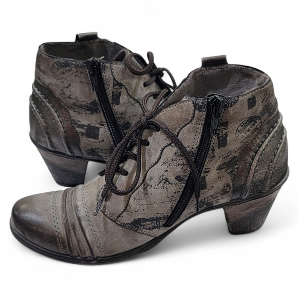 Remonte Servia Script Print Ankle Boots Gray Steampunk Womens Size 6 - Picture 17 of 17